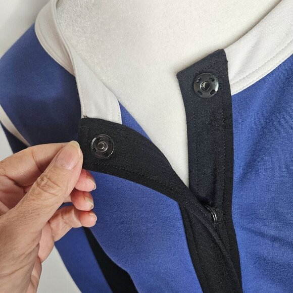 Soft Surroundings Jacket Size Medium Blue Colorblock Ponte Knit Pockets - Picture 5 of 10